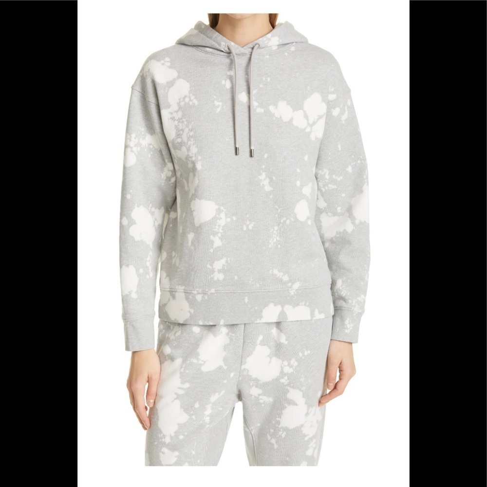 FRAME Easy Cotton Pullover Hoodie in Gris Heather/Multi Size Small